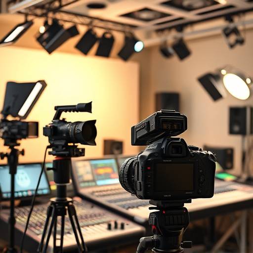 Equipamiento de estudio: cámaras, luces y consolas de audio