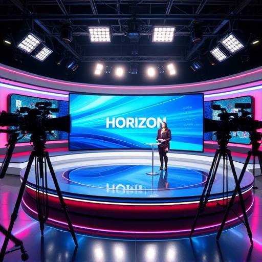 Imagen de un estudio de noticias en Horizonte Digital, con cámaras y presentadores